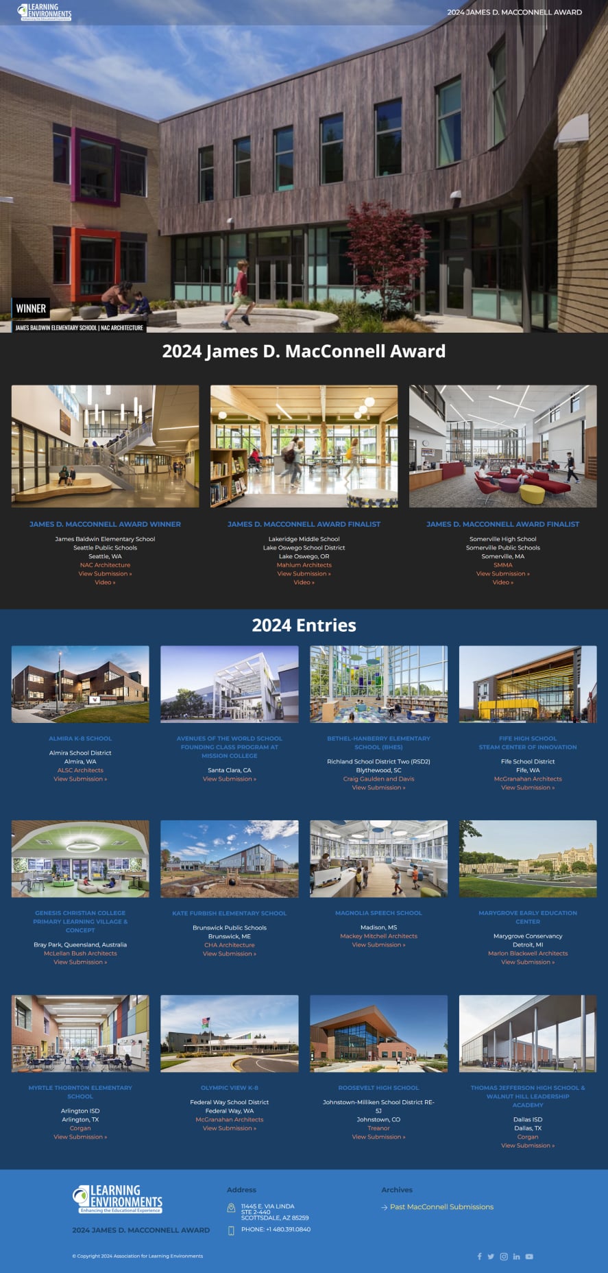 Association for Learning Environments MacConnell Award